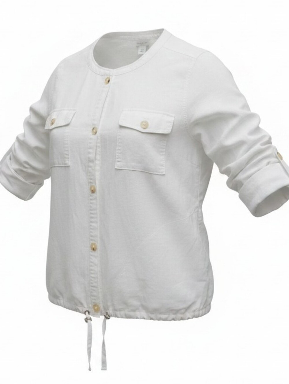 LIZ CLAIBORNE | White Linen Cotton Safari Jacket Utility Shirt Jacket | XXL